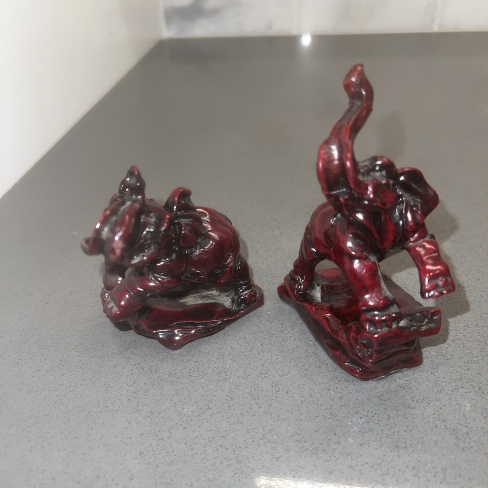 2 Hong Tze Collection Red Stone Elephants small